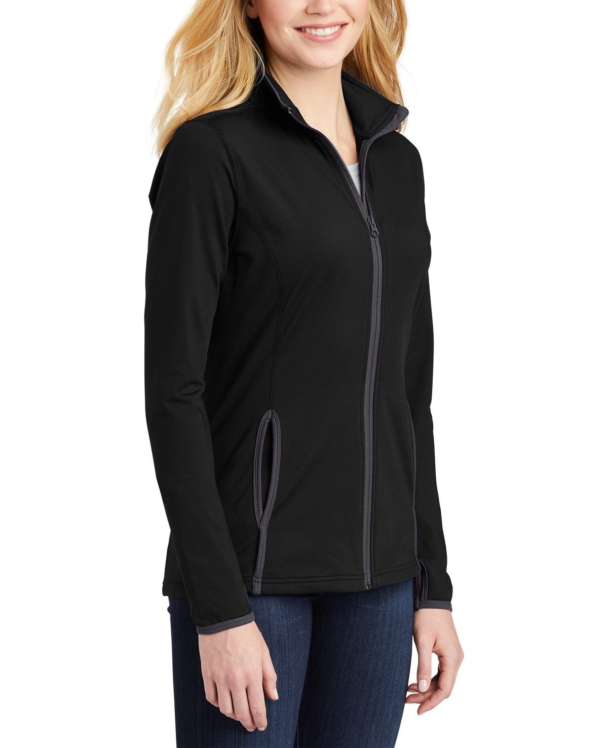 SanMar Women's SportTek SportWick Stretch Contrast FullZip Jacket 