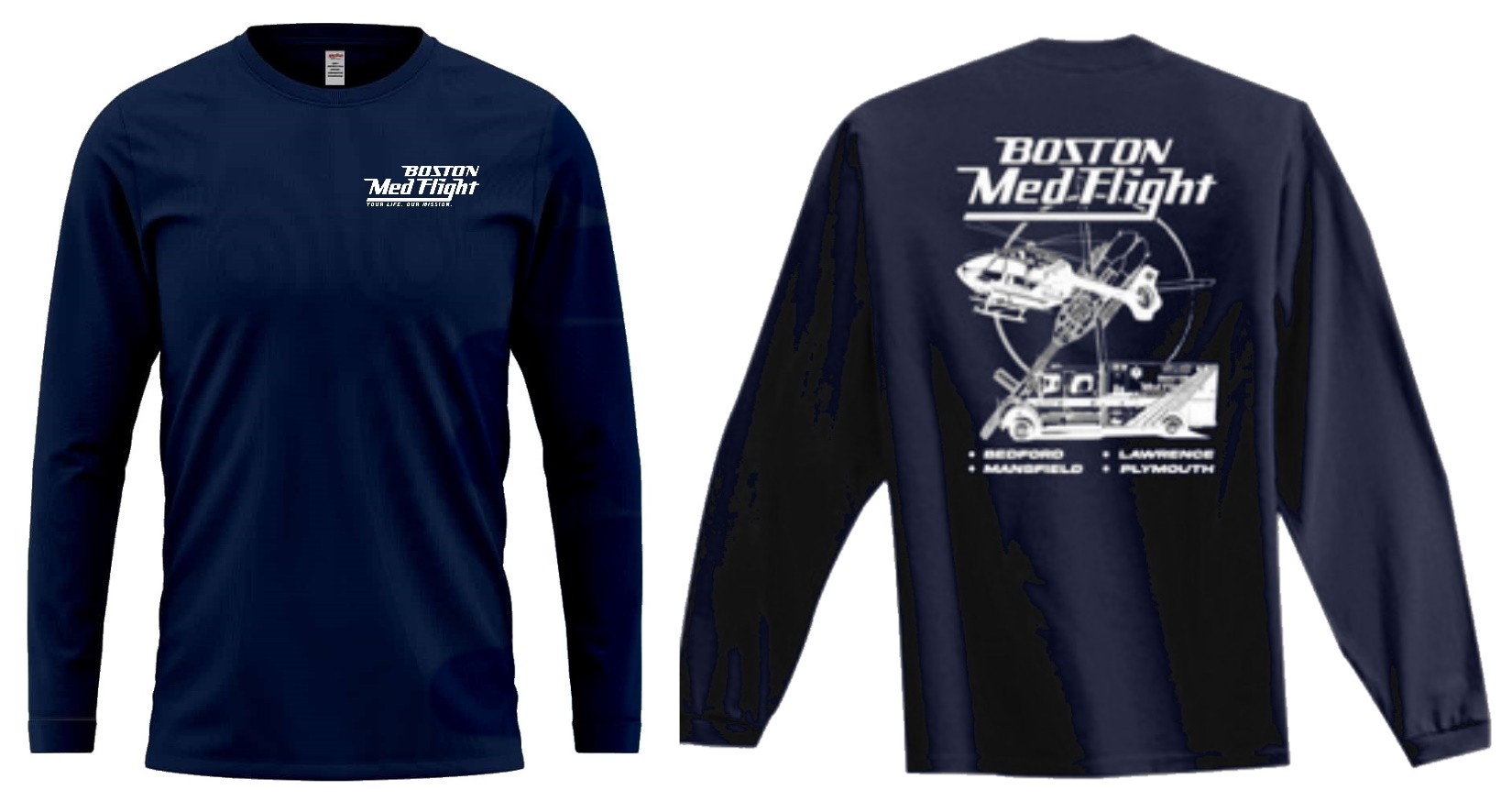 Boston MedFlight Spectra Unisex Ring Spun Combed Cotton Long Sleeve Tee #3055